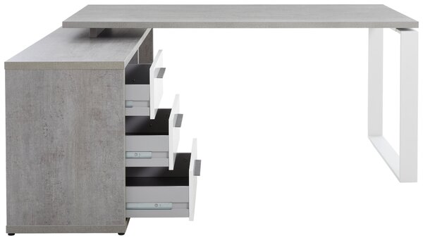 ROHOVÝ PÍSACÍ STÔL, sivá, biela s vysokým leskom, 140/170/75 cm Carryhome - Kancelárske stoly