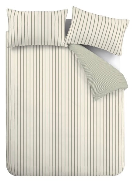 Zelené/krémové bavlnené obliečky na dvojlôžko 200x200 cm Hampton Stripe – Bianca