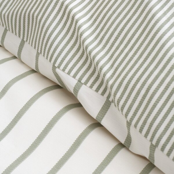 Zelené/krémové bavlnené obliečky na dvojlôžko 200x200 cm Hampton Stripe – Bianca