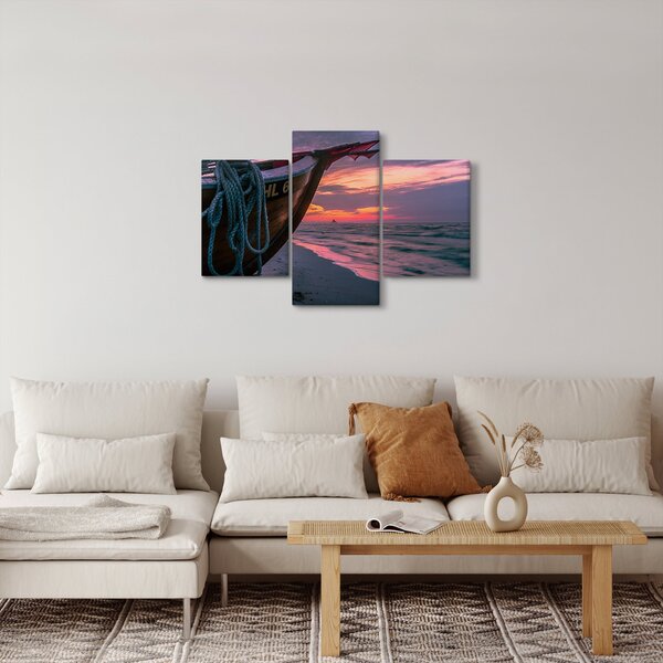 Obraz loďky na brehu (90x60 cm)