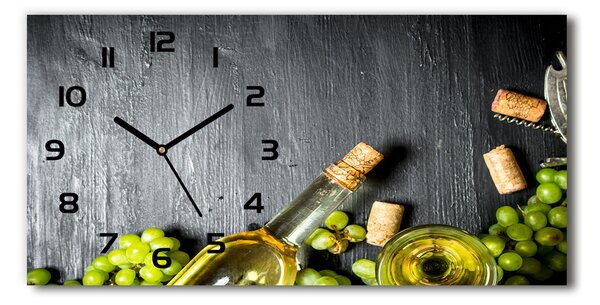 Vodorovné Sklenené hodiny na stenu Biele víno a ovocie