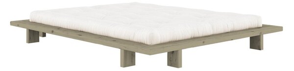 Šalviovozelená dvojlôžková posteľ z borovicového dreva bez čela s roštom 160x200 cm Japan – Karup Design