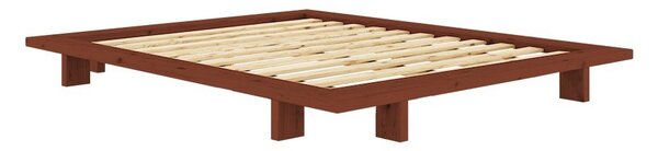 Dvojlôžková posteľ z borovicového dreva bez čela s roštom 140x200 cm v terakotovej farbe Japan – Karup Design