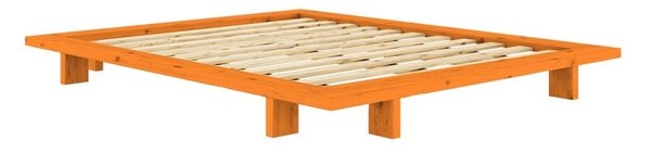 Oranžová dvojlôžková posteľ z borovicového dreva bez čela s roštom 140x200 cm Japan – Karup Design