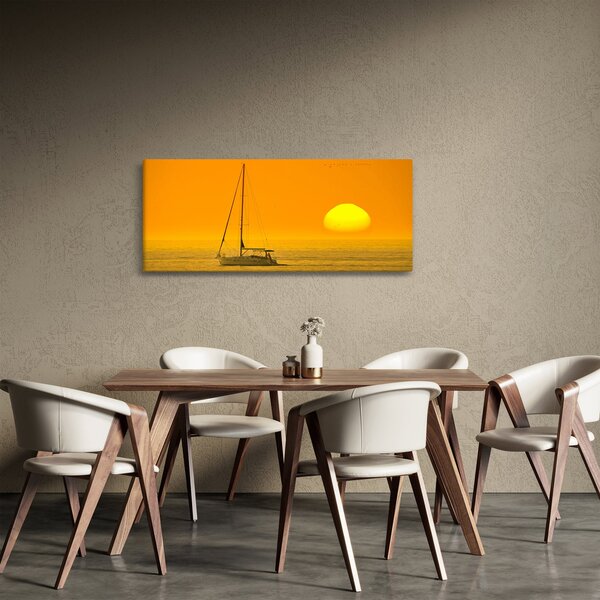 Obraz - Loďka uprostred mora (120x50 cm)