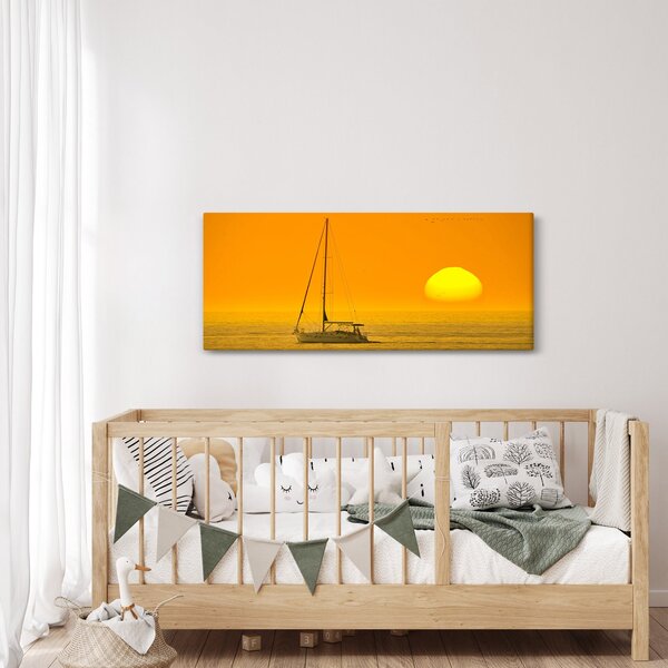 Obraz - Loďka uprostred mora (120x50 cm)