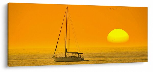 Obraz - Loďka uprostred mora (120x50 cm)