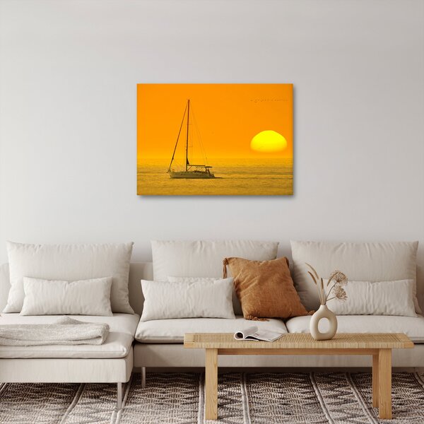 Obraz - Loďka uprostred mora (70x50 cm)