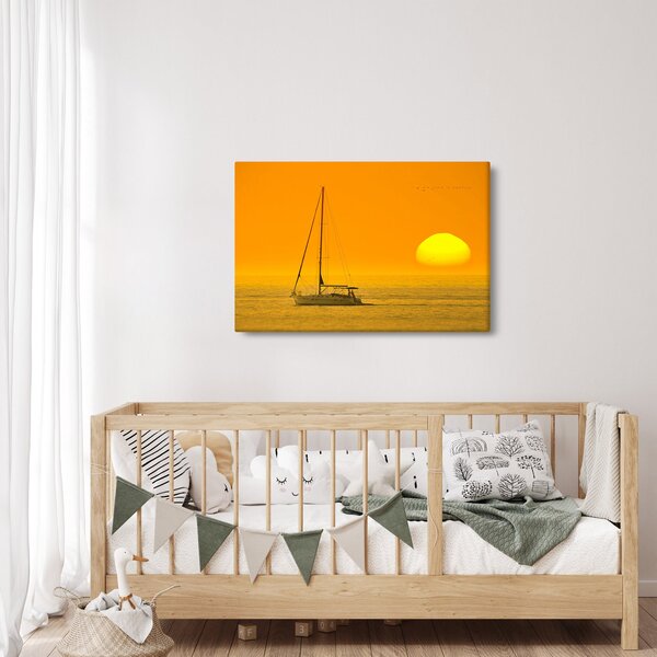 Obraz - Loďka uprostred mora (90x60 cm)