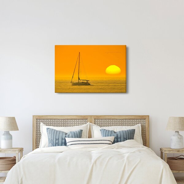 Obraz - Loďka uprostred mora (90x60 cm)