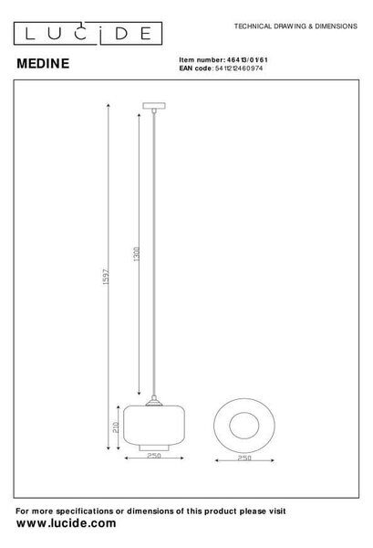 Lucide L464130161 závesné stropné svietidlo MEDINE E27