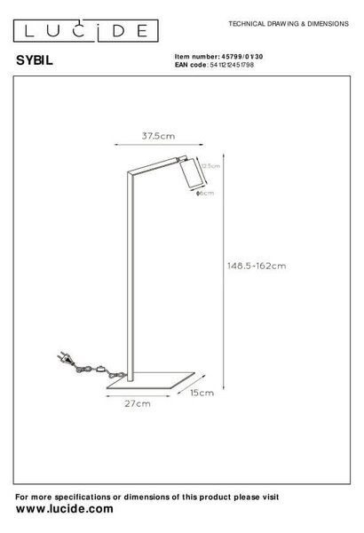 Lucide L457990130 stojacia lampa SYBIL GU10
