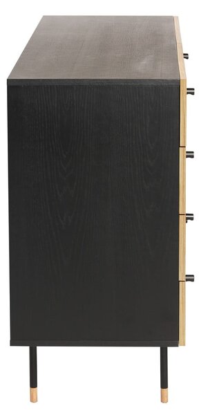 Nízka komoda v dekore duba v čiernej a prírodnej farbe 130x87 cm Jugend – Woodman