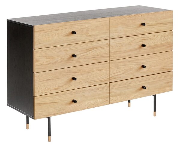 Nízka komoda v dekore duba v čiernej a prírodnej farbe 130x87 cm Jugend – Woodman