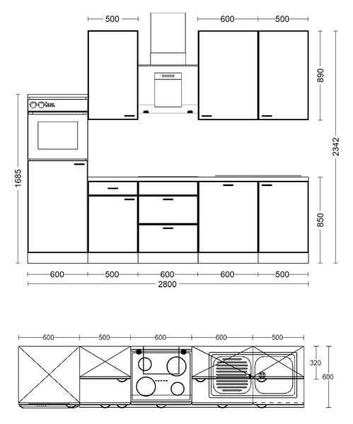 KUCHYNSKÝ BLOK 280 cm FlexWell - Online Only kuchyne, Online Only