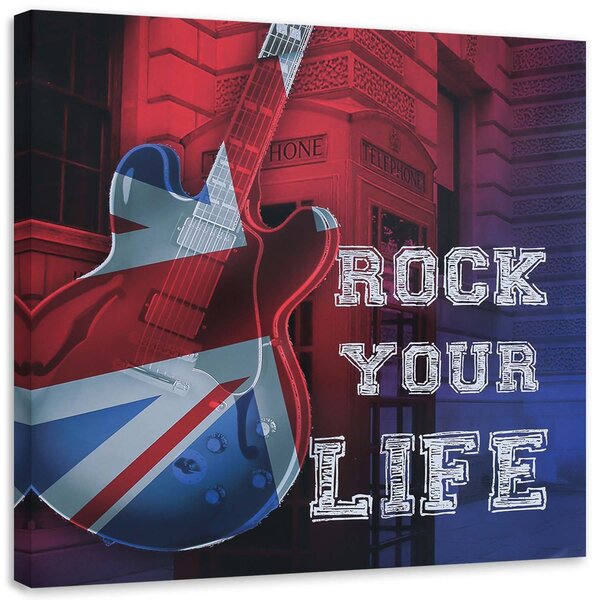 Obraz na plátne Gitara s vlajkou Spojeného kráľovstva Rozmery: 30 x 30 cm