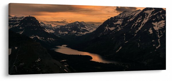 Obraz jazera medzi horami (120x50 cm)