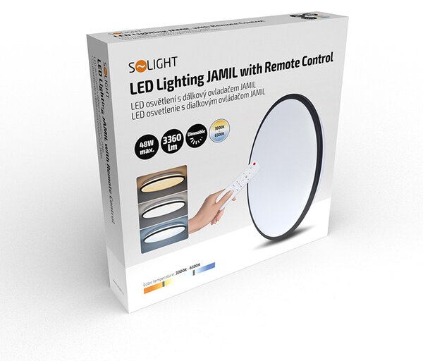 SOLIGHT LED osvetlenie s diaľkovým ovládačom Jamil, 48W, 3360lm, 40cm, CCT