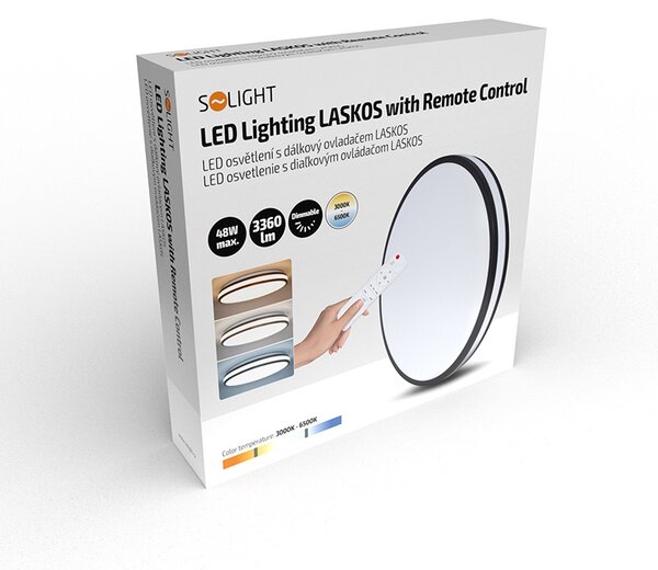 SOLIGHT LED osvetlenie s diaľkovým ovládačom Laskos, 48W, 3360lm, 39cm, CCT