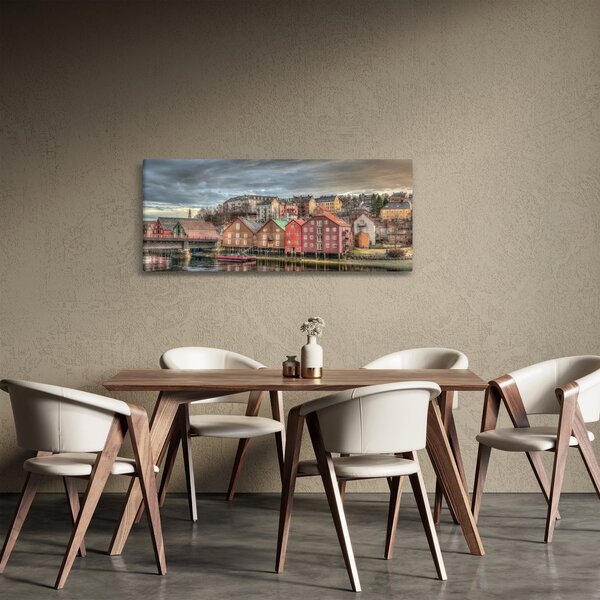 Obraz - Domy pri rieke (120x50 cm)
