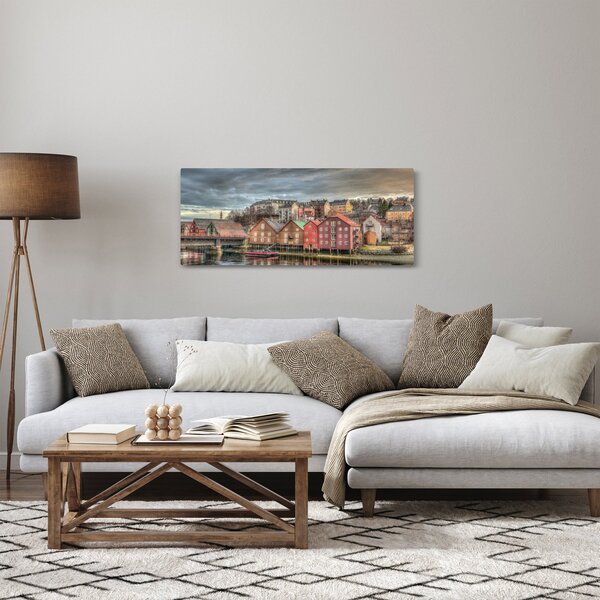Obraz - Domy pri rieke (120x50 cm)