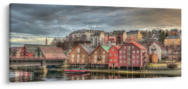 Obraz - Domy pri rieke (120x50 cm)