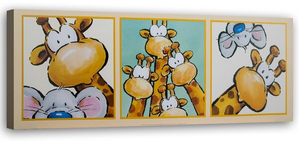 Obraz Žirafa a myš Rozmery: 150 x 50 cm, Prevedenie: Obraz na plátne