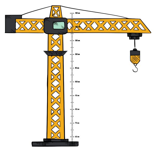 PIPPER. Samolepka na stenu "Detský meter - Žeriav"