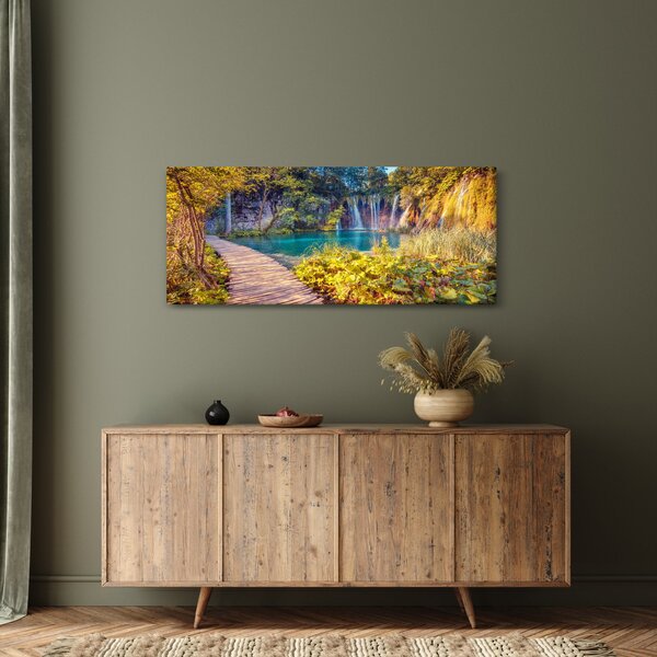 Obraz - Plitvické jazerá, Chorvátsko (120x50 cm)