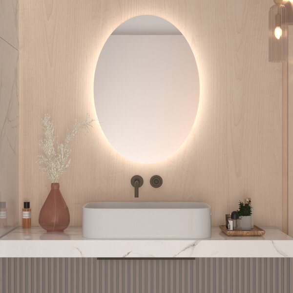 Oválne zrkadlo do kúpeľne s LED osvetlením A12 50x70