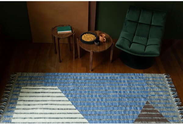 Modrý/hnedý bavlnený koberec 160x230 cm Hampton – Dutchbone