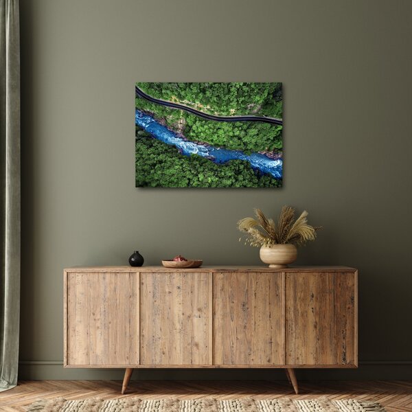 Obraz - Rieka medzi horami, Kaukaz, Rusko (70x50 cm)