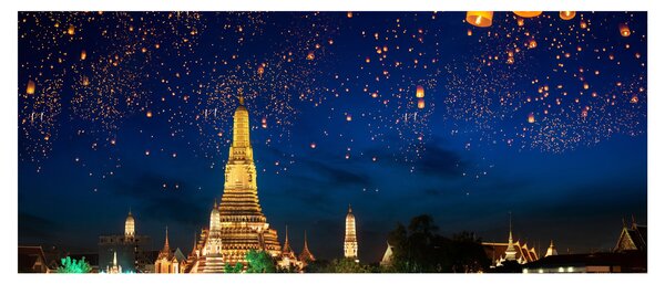 Obraz - Lampióny šťastia, Bangkok (120x50 cm)