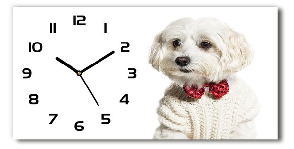 Vodorovné Sklenené hodiny na stenu Maltaňský psík