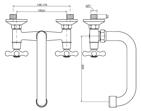 Invena Roma, umývadlová/drezová batéria s výlevkou typu U, dĺžka 250 mm, chrómová, INV-BC-25-00S-L