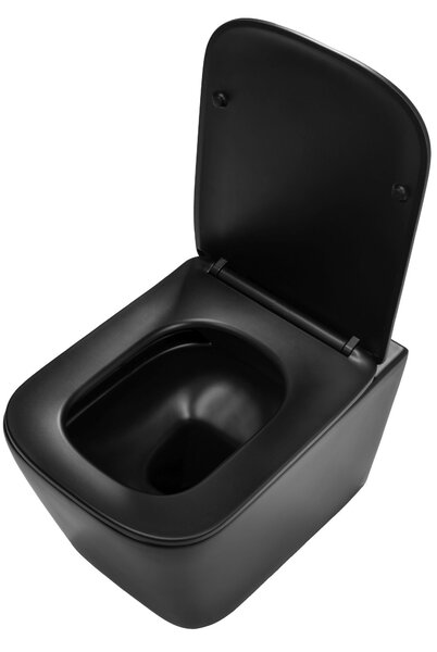 Rea Julio, závesná WC misa Rimless 510x345x315 mm, čierna matná, REA-C6550