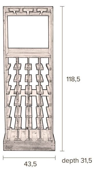 Hnedá vinotéka z jedlového dreva počet fliaš 28, 43,5x118,5 cm Claude – Dutchbone