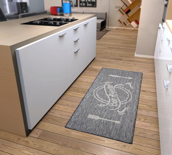 Hanse Home Behúň Cucina Bon Appetit 105622 Grey Cream - 92x150 cm