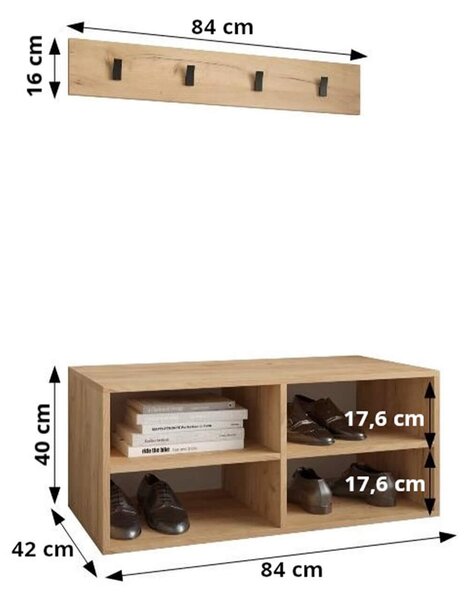 Botník s vešiakom do predsiene Miro - dub craft