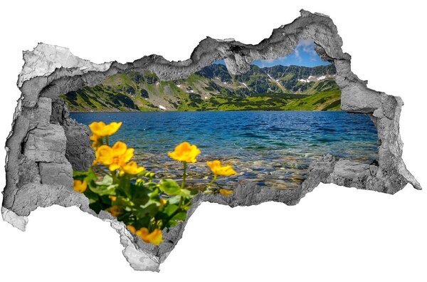 Diera 3D v stene nálepka Jazero v horách nd-b-162951795