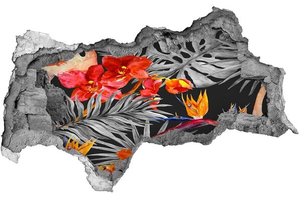 Diera 3D fototapeta nálepka Plameniaky a kvety