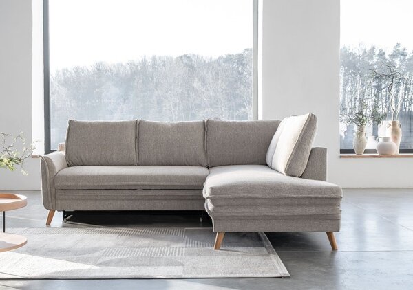 Béžová rozkladacia rohová pohovka (pravý roh) Charming Charlie – Miuform