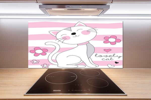 Sklenený panel do kuchynskej linky Biela mačka