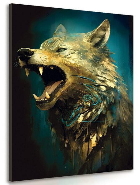 Obraz modro-zlatý vlk