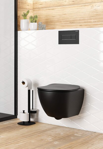 Deante Peonia, závesná WC misa s funkciou bidetu 515x370 mm, čierna matná, DEA-CBP_NWPW