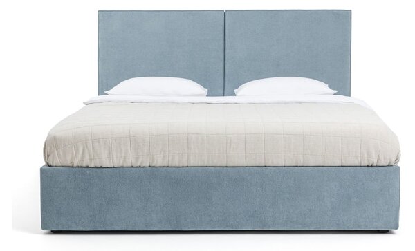 Modrá čalúnená dvojlôžková posteľ s úložným priestorom s matracom/s roštom 160x200 cm Thessa Bold – Selection