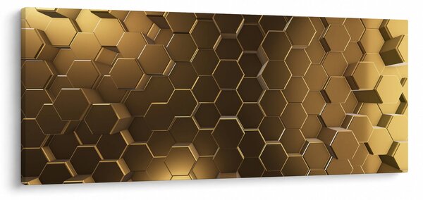 Obraz - Zlaté hexagóny (120x50 cm)
