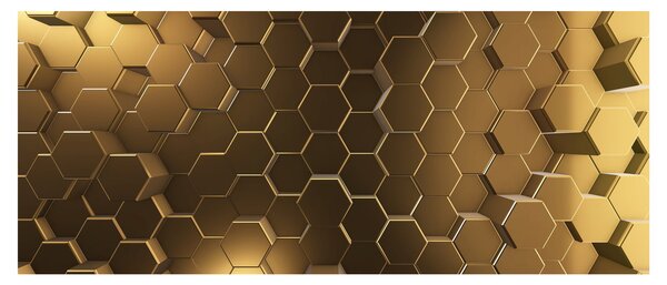 Obraz - Zlaté hexagóny (120x50 cm)