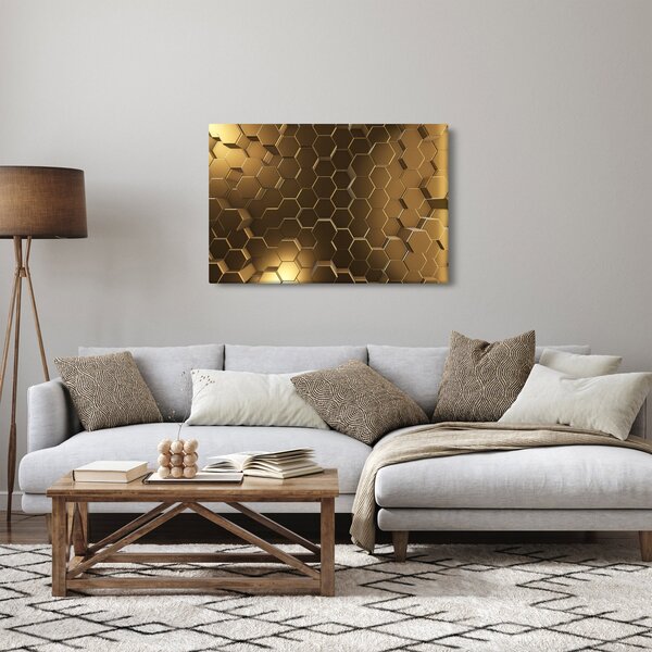 Obraz - Zlaté hexagóny (90x60 cm)