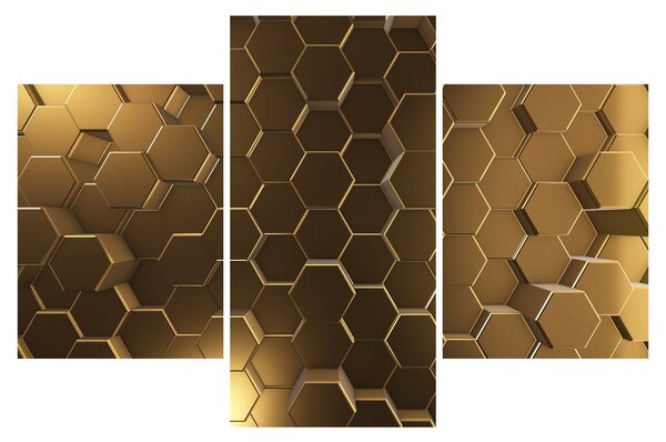 Obraz - Zlaté hexagóny (90x60 cm)